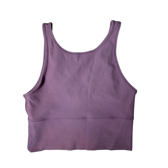 Lululemon Ribbed Lavender Cropped Tank Top Women’s Size 6 | Align-Style Yoga Bra - Picture 1 of 3